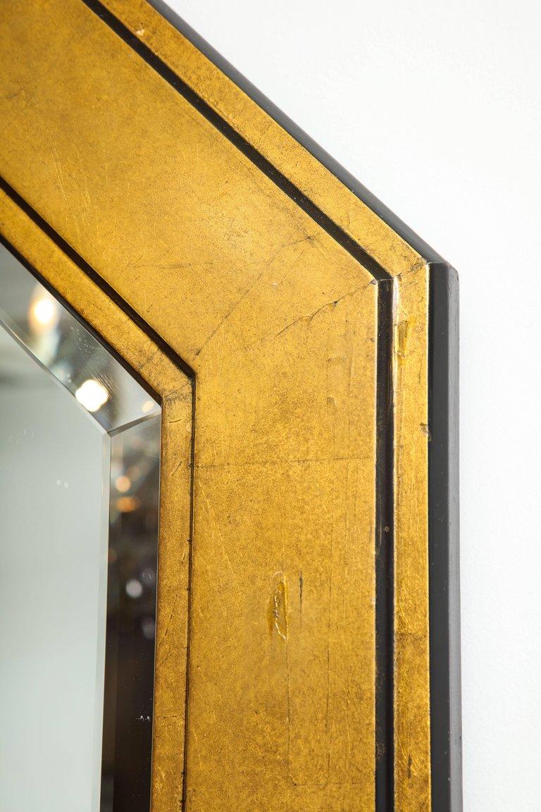 American Octagonal Gilded and Ebonized Bevelled Mirror