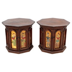 Octagonal Gilt & Painted "Knight" Stands, Pair
