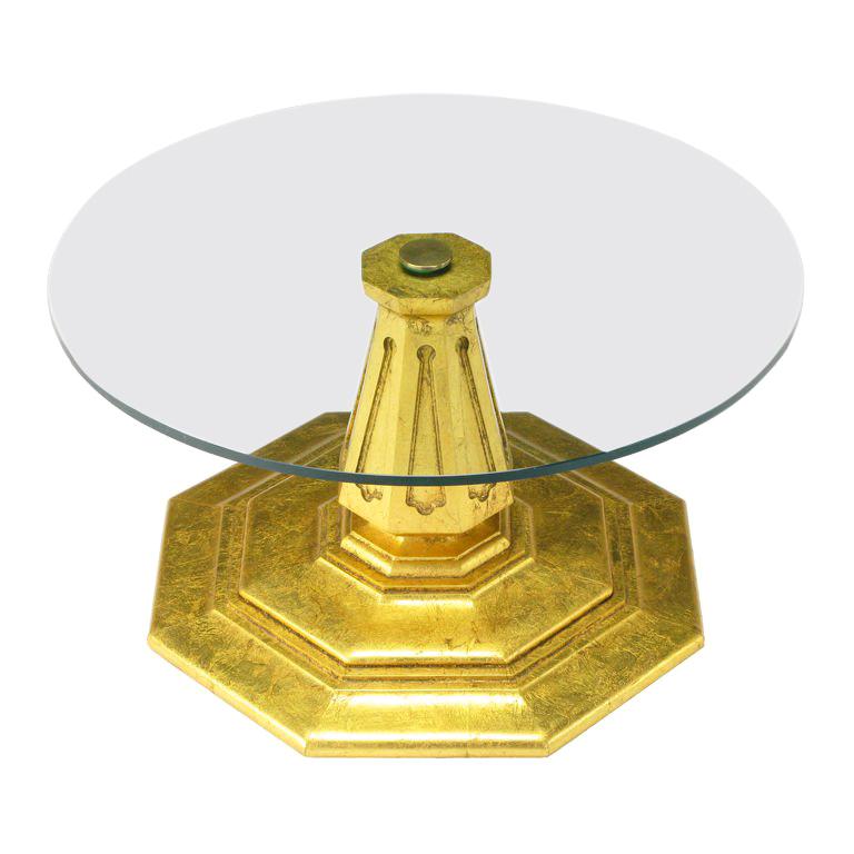 Octagonal Gilt Regency Pedestal Side Table For Sale
