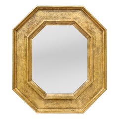 Miroir octogonal français en bois doré de l'Atelier RTCD Paris