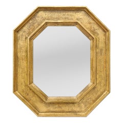 Espejo francés octogonal de madera dorada de Atelier RTCD Paris