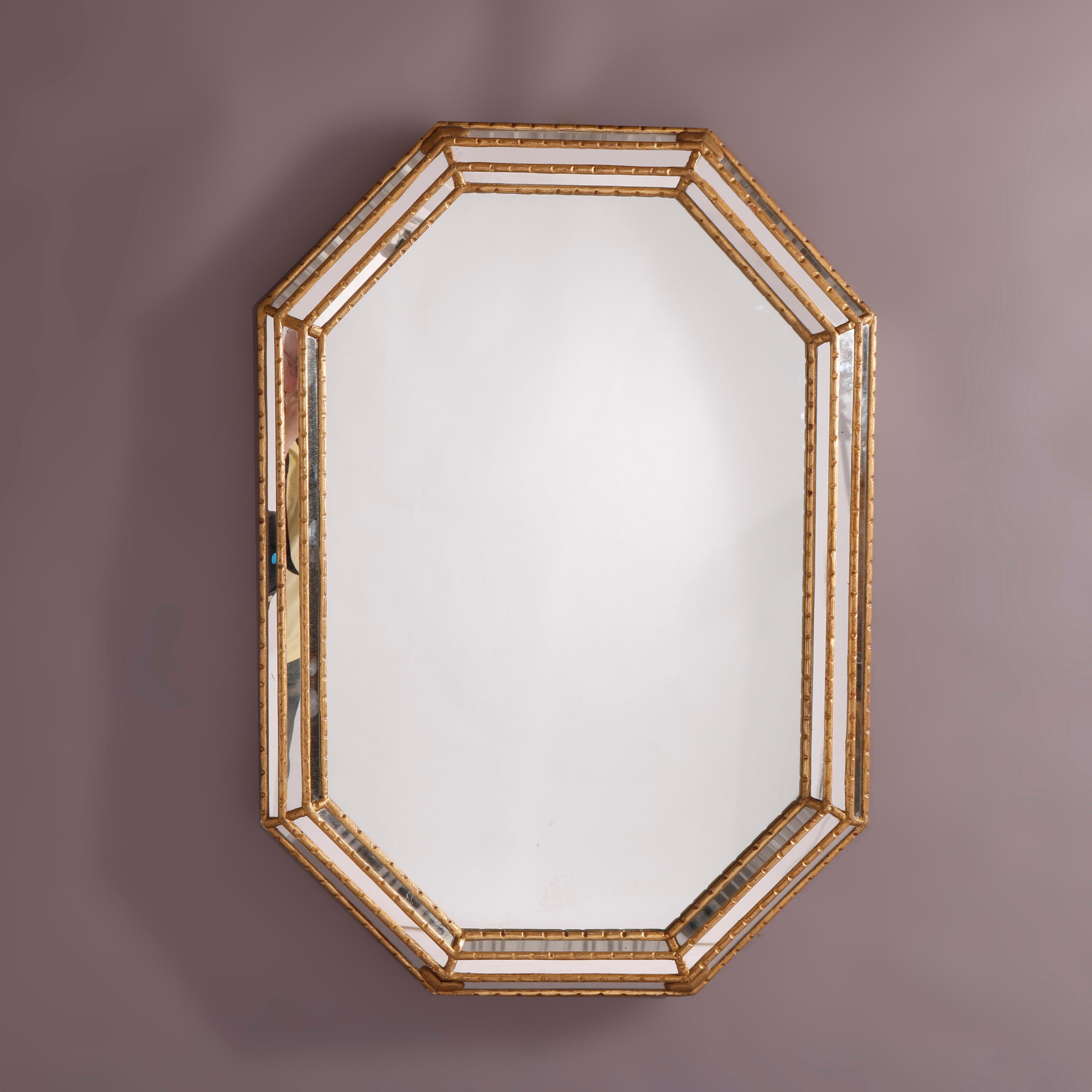 Octagonal Giltwood Parclose Wall Mirror, 20th Century For Sale 5