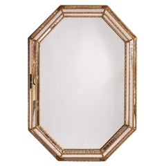 Octagonal Giltwood Parclose Wall Mirror, 20th Century