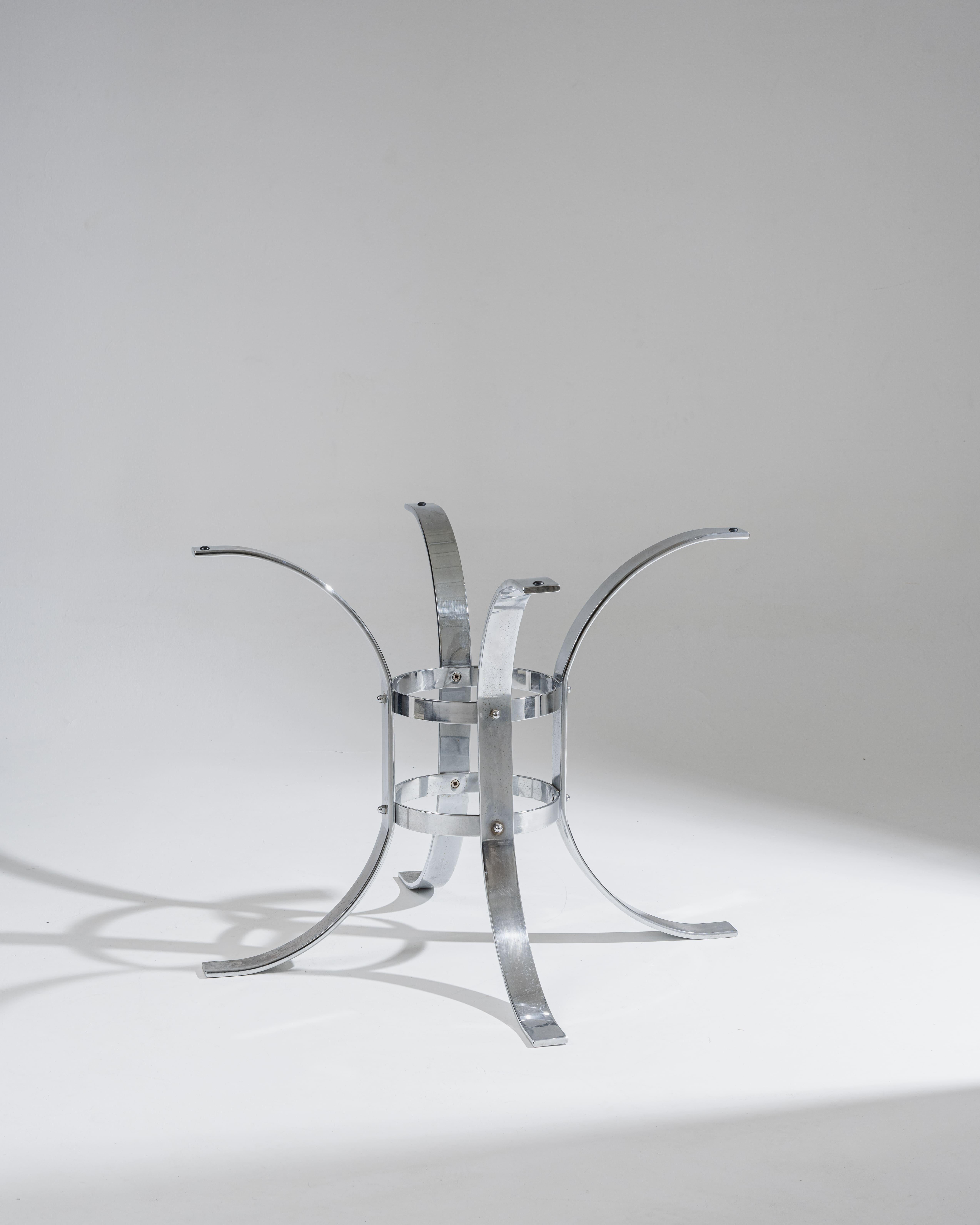 Mesa de comedor octogonal de cristal y metal, años 70 Moderno de mediados de siglo en venta