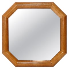 Octagonal Goatskin Mirror in the Style of Karl Springer Mid Century Modern 1970s Octagonal Goatskin Mirror in the Style of Karl Springer Mid Century Modern 1970s