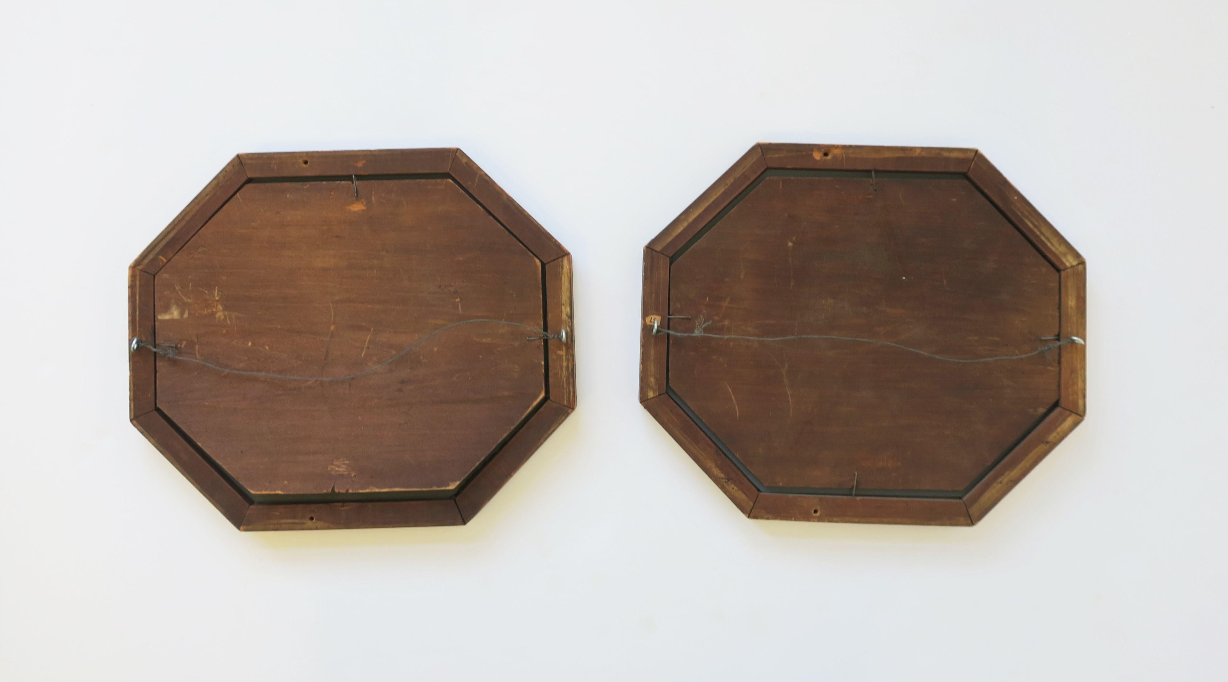 Octagonal Gold Giltwood Framed Wall Mirrors, Pair 6