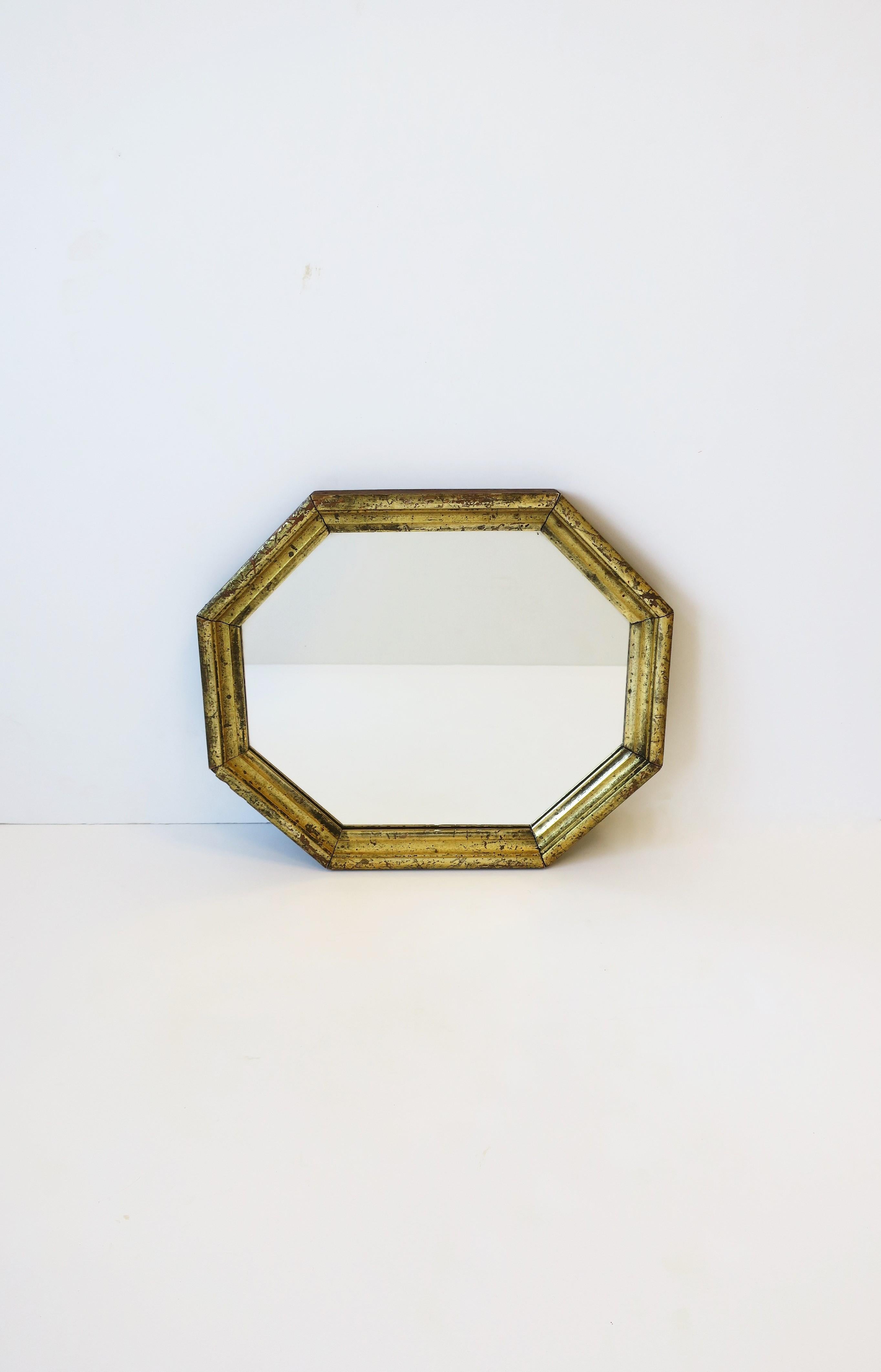 20th Century Octagonal Gold Giltwood Framed Wall Mirrors, Pair