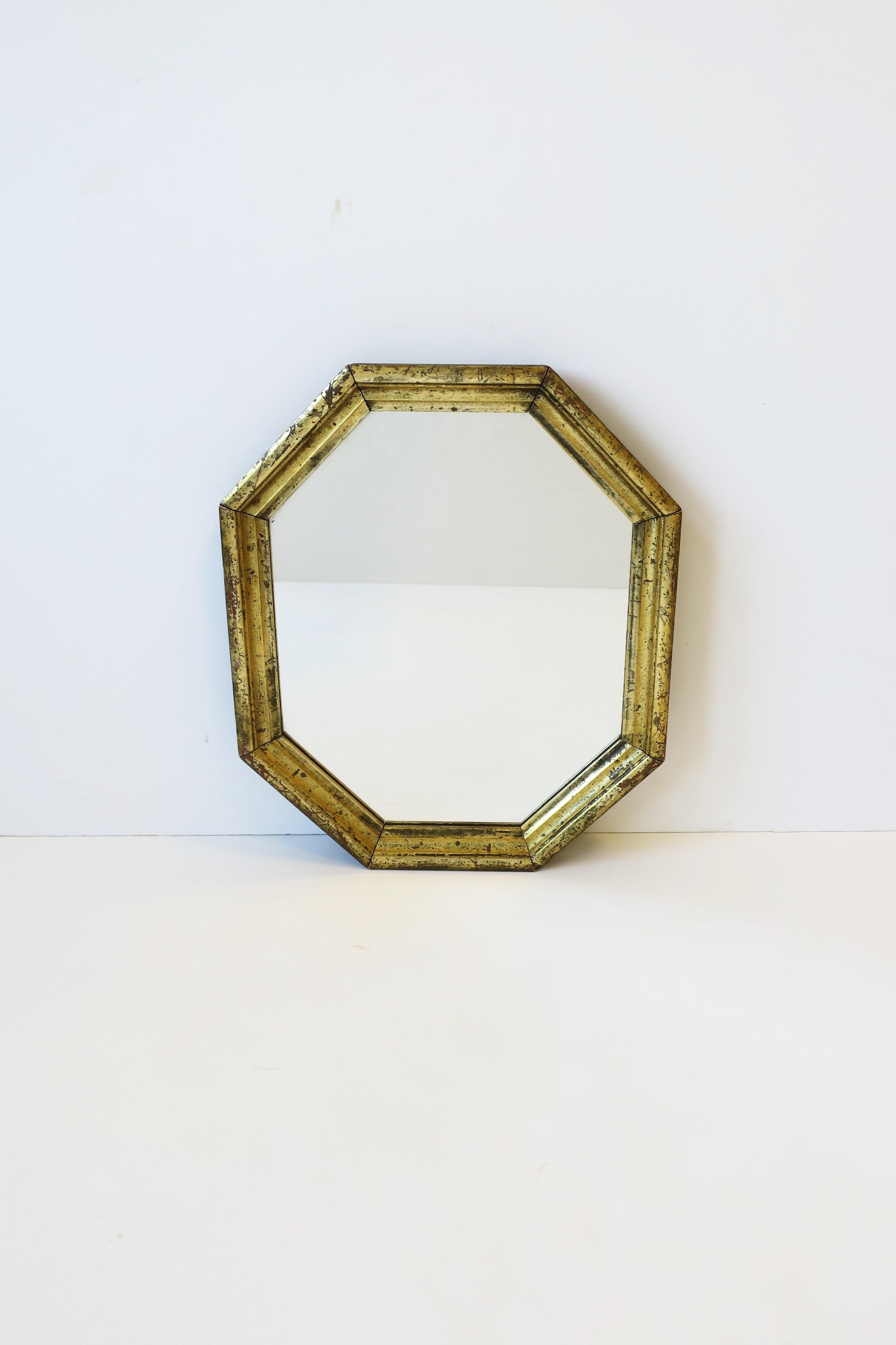 Octagonal Gold Giltwood Framed Wall Mirrors, Pair 2