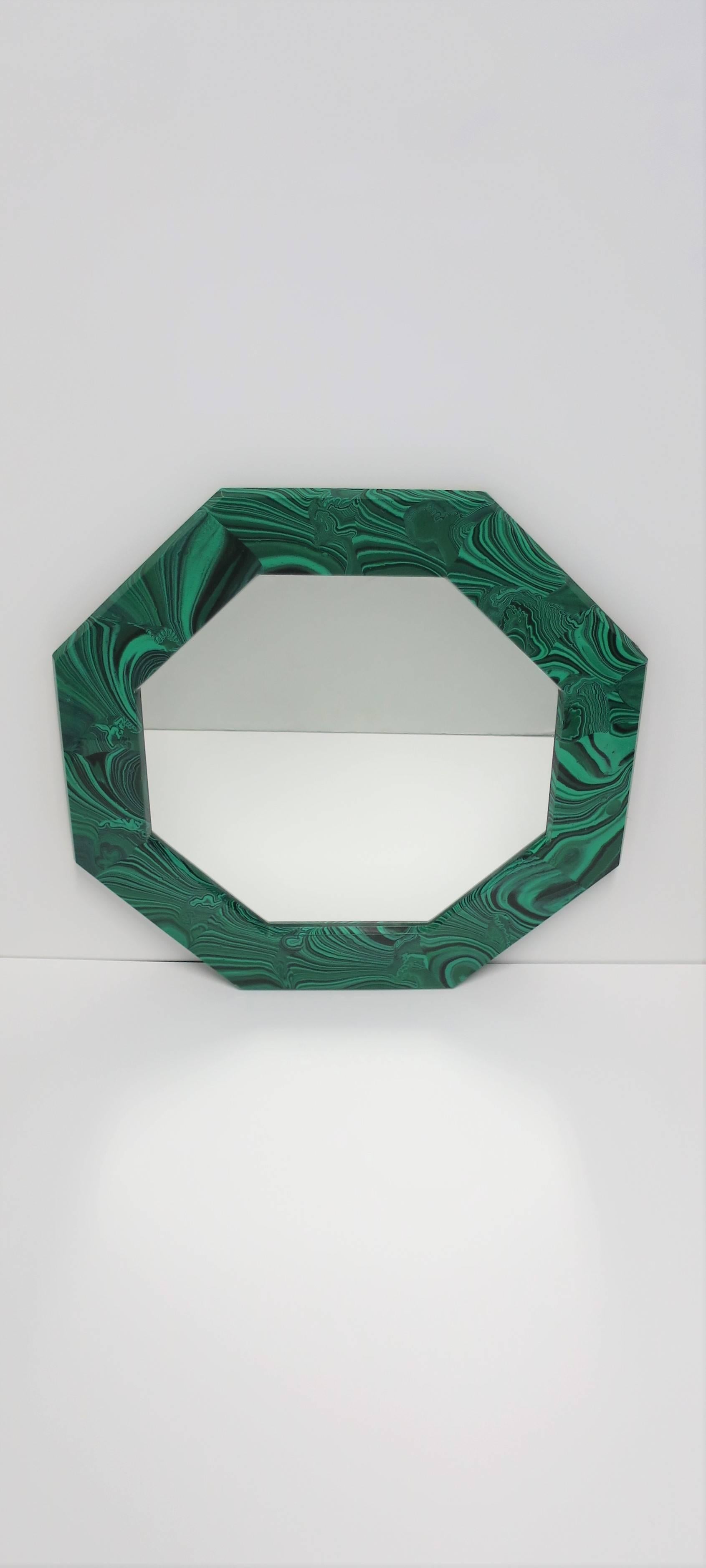 Octagonal Green Malachite Style Wall Mirror 7