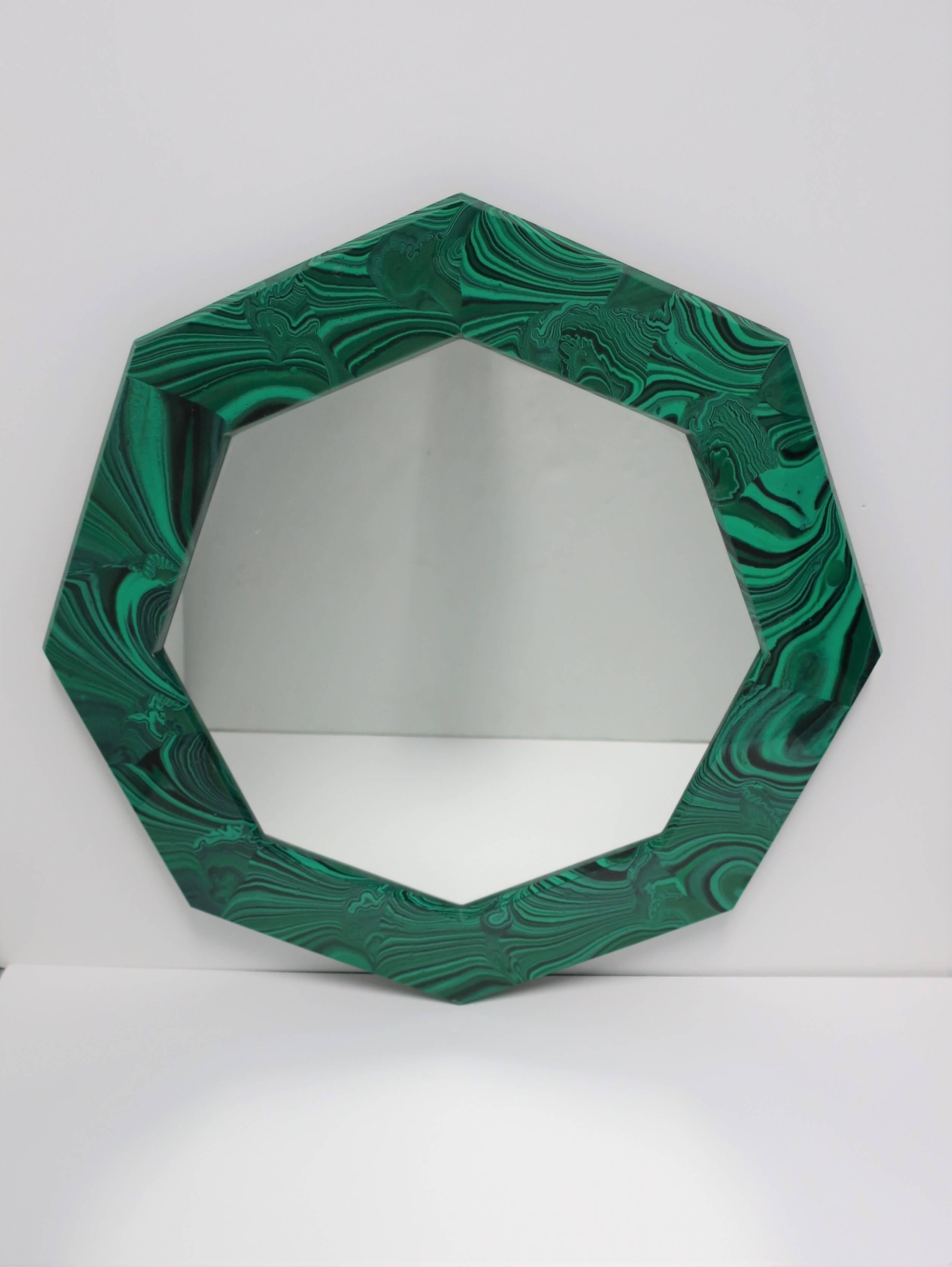 Octagonal Green Malachite Style Wall Mirror 2
