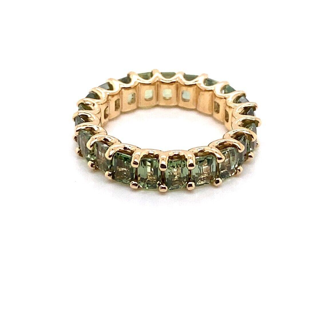 Emerald Cut Octagonal Green Natural Sapphire Full Eternity Ring For Sale