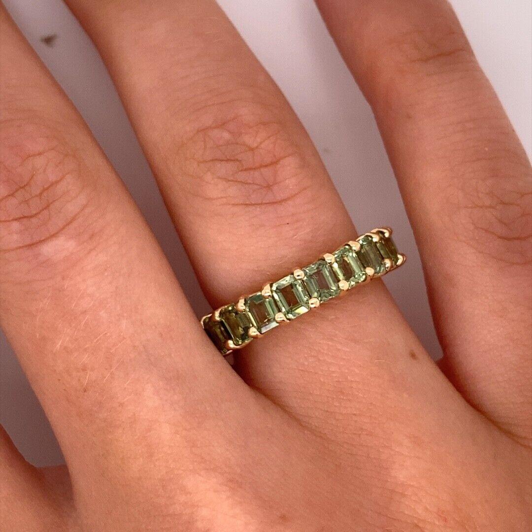 Women's Octagonal Green Natural Sapphire Full Eternity Ring For Sale