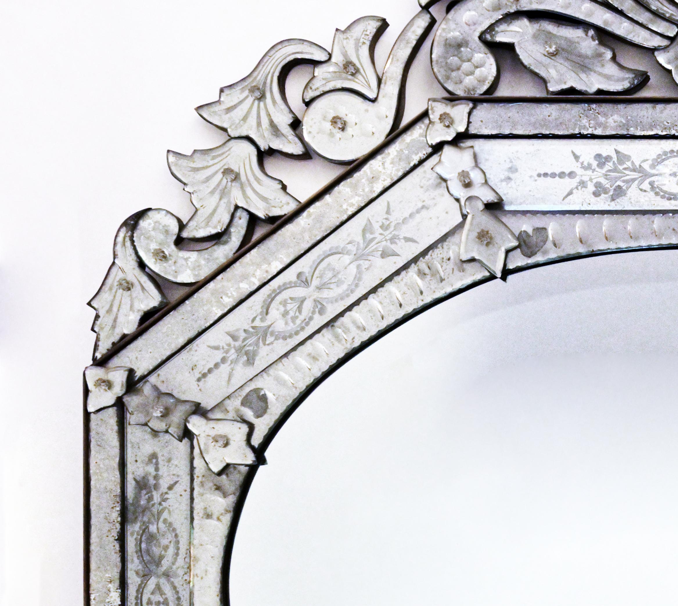 Neoclassical Octagonal Horizontal Venetian Mirror with Smokey Glass Frame