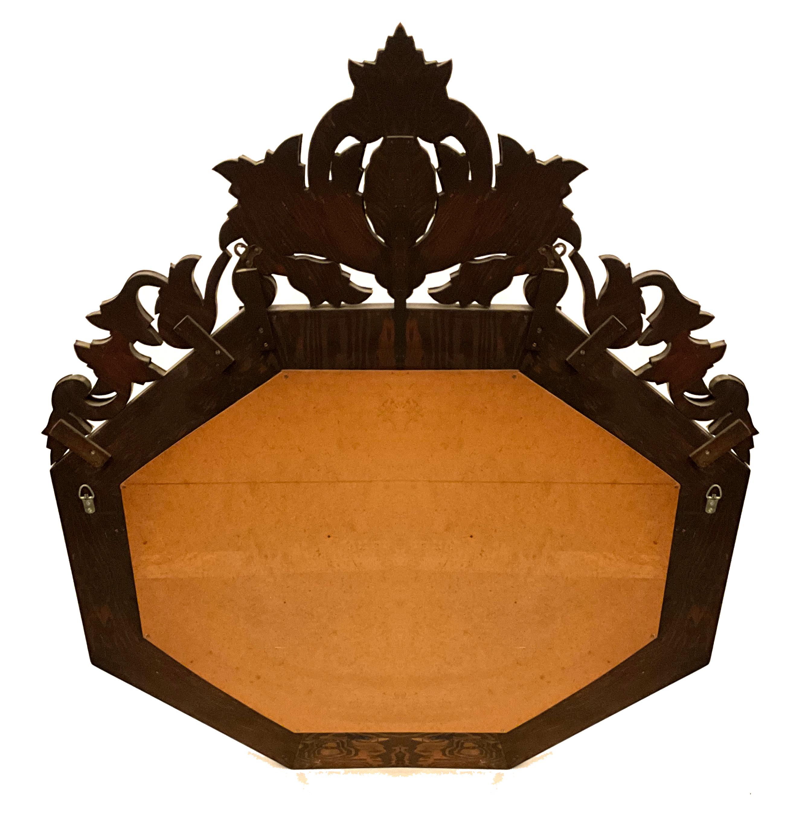 Italian Octagonal Horizontal Venetian Mirror with Smokey Glass Frame