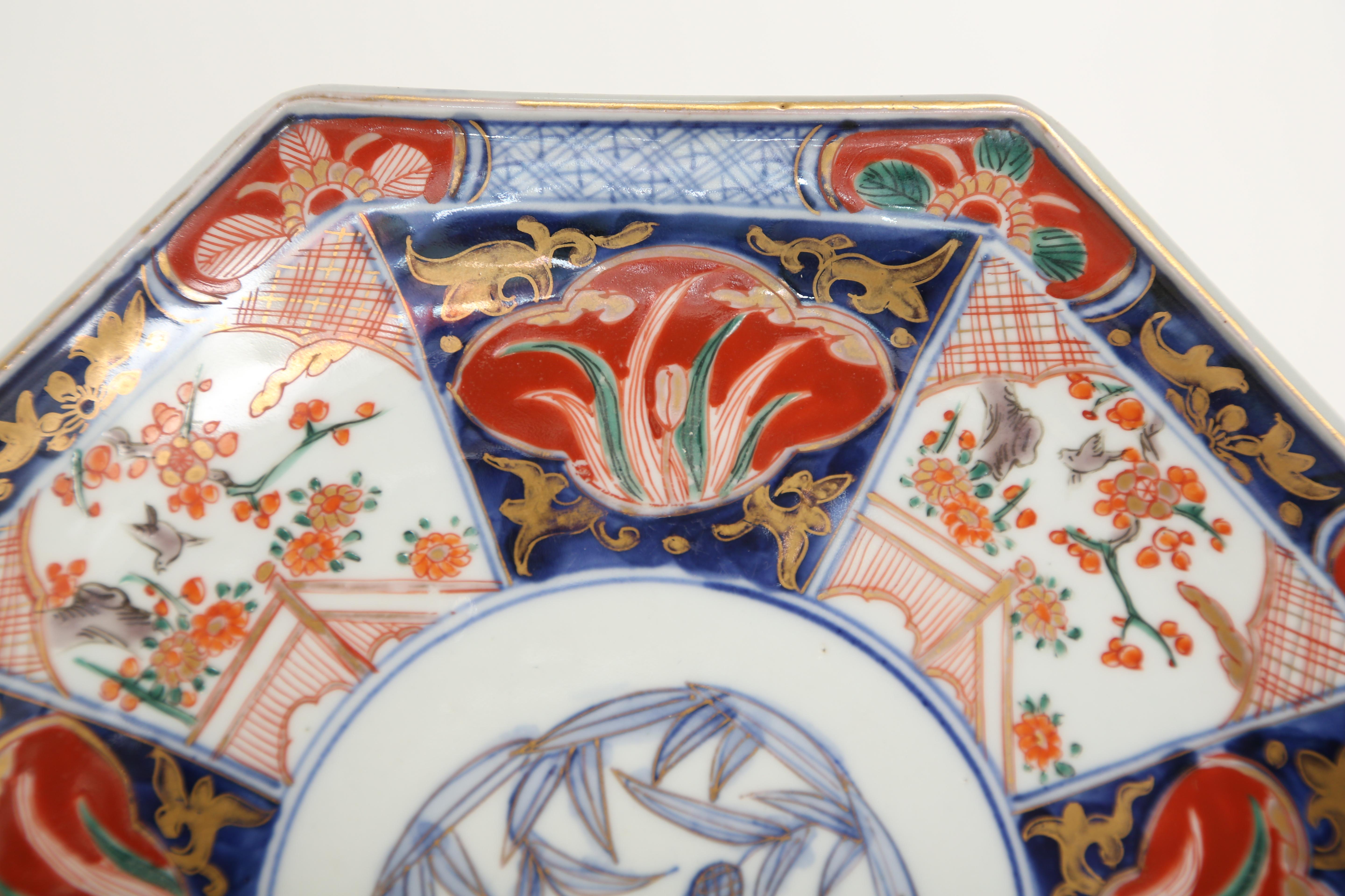 Japonisme Octagonal Imari Plate Meiji Period