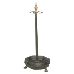 Antique Octagonal Iron and Brass Umbrella Stand