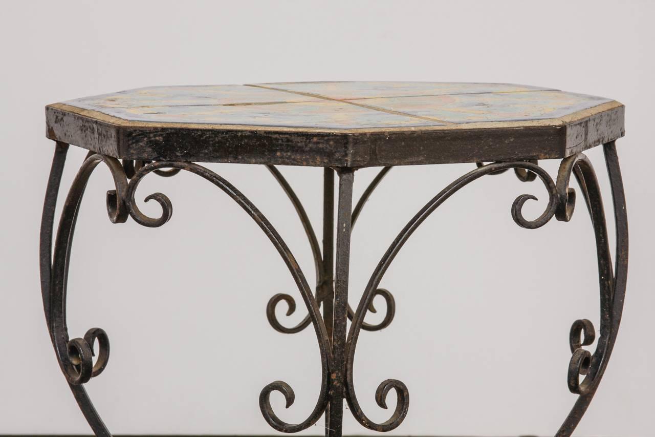 Octagonal Iron Tile-Top Drink Table by Catalina Tile 1