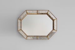 Octagonal Italian trapezium mirror in Hollywood regency or venetian style