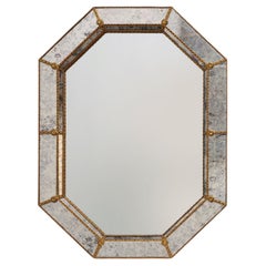 Vintage Octagonal Italian trapezium mirror in Hollywood regency or venetian style