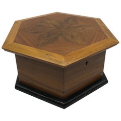 Joyero Octogonal Estrella Incrustaciones Madera Antigua
