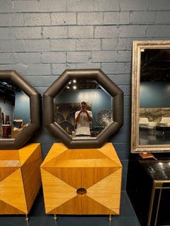 Octagonal Karl Springer Manner Faux Snake Skin Mirror