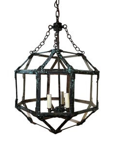 Octagonal Lantern Chandelier with Verdigris Finish