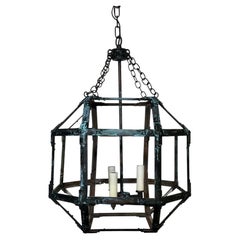 Octagonal Lantern Chandelier with Verdigris Finish