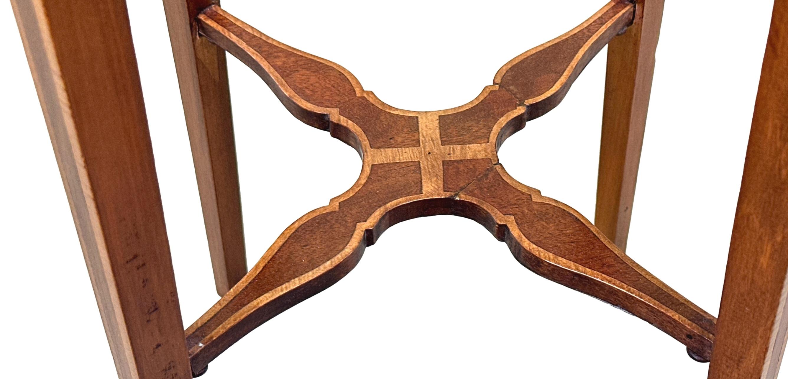Late Victorian Octagonal Late 19th Century Mahogany & Satinwood Occasional Table For Sale