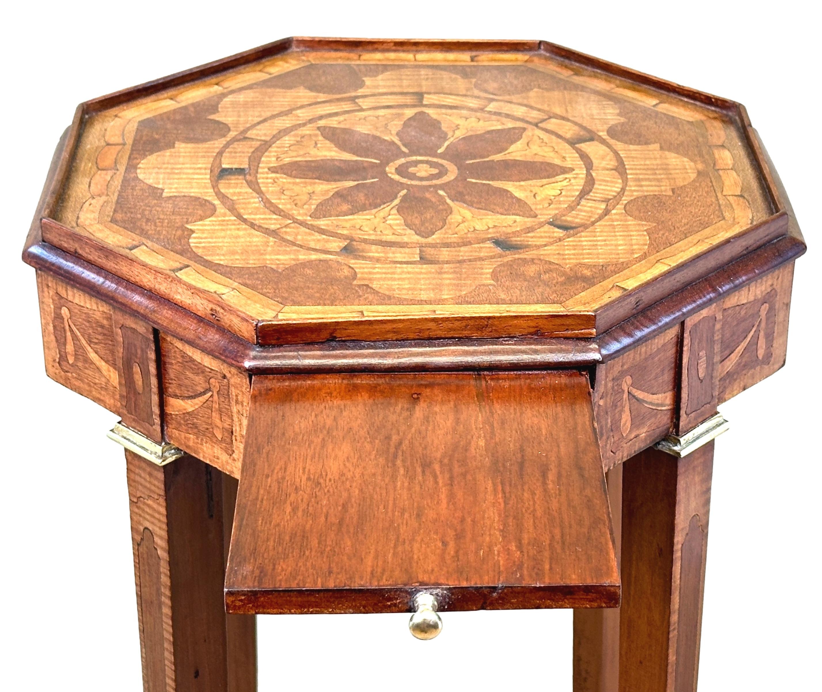 Octagonal Late 19th Century Mahogany & Satinwood Occasional Table For Sale 1
