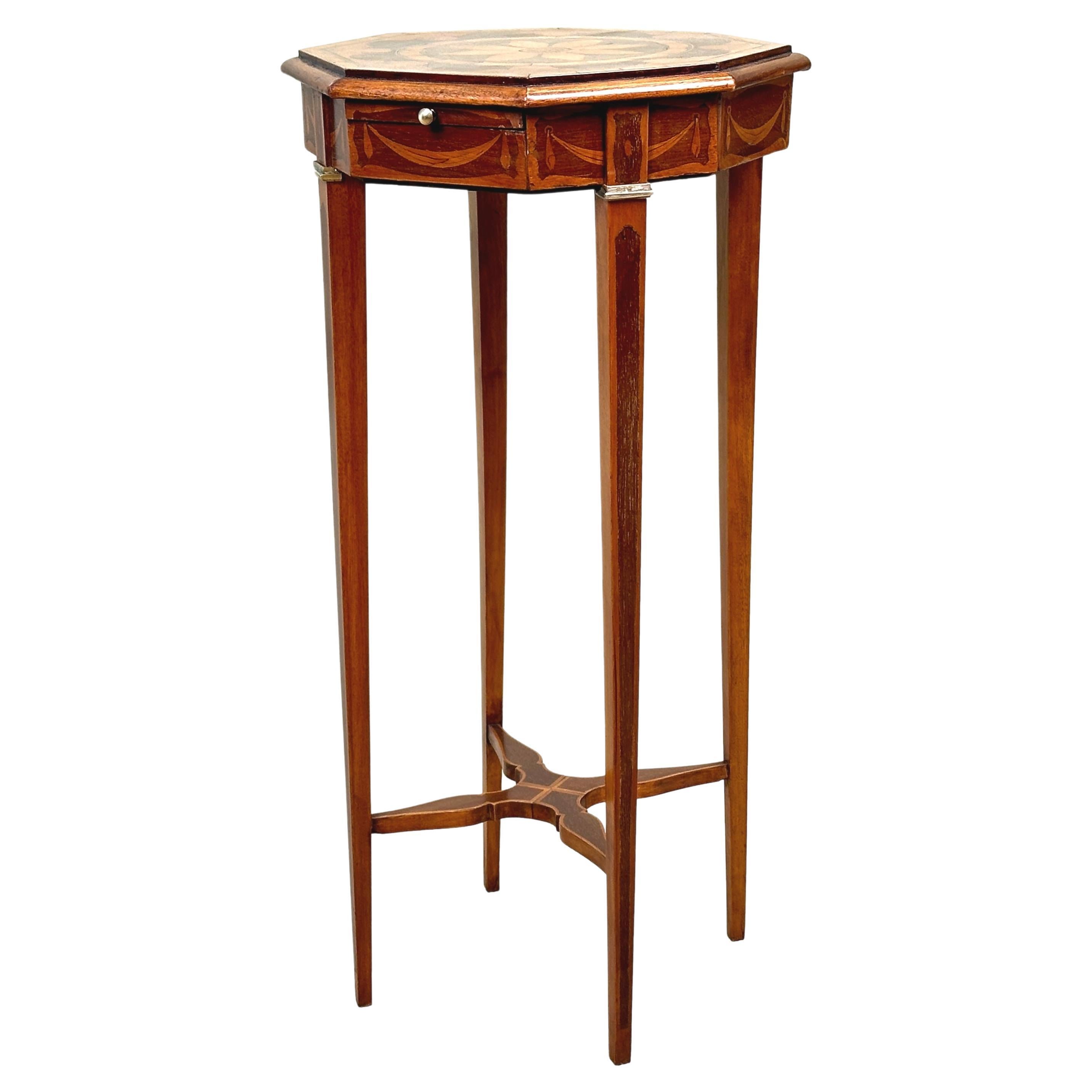 Octagonal Late 19th Century Mahogany & Satinwood Occasional Table For Sale