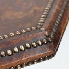 Octagonal Leather Side Table