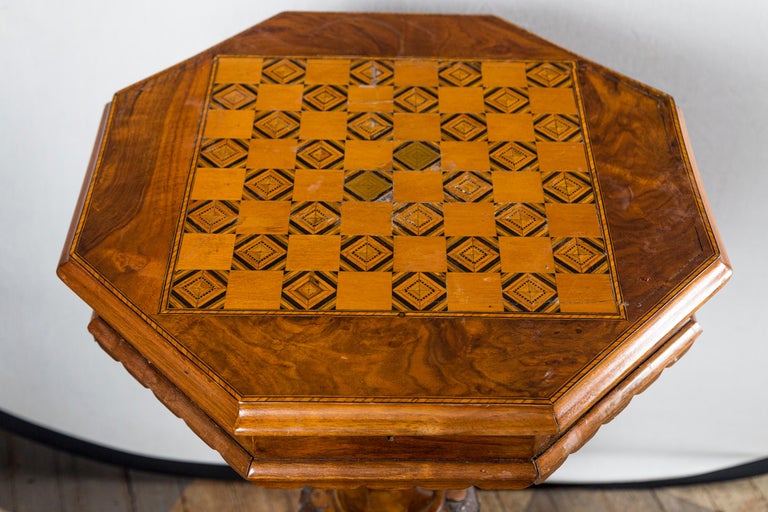 English Octagonal Lift Top Work Table/ Game Table For Sale
