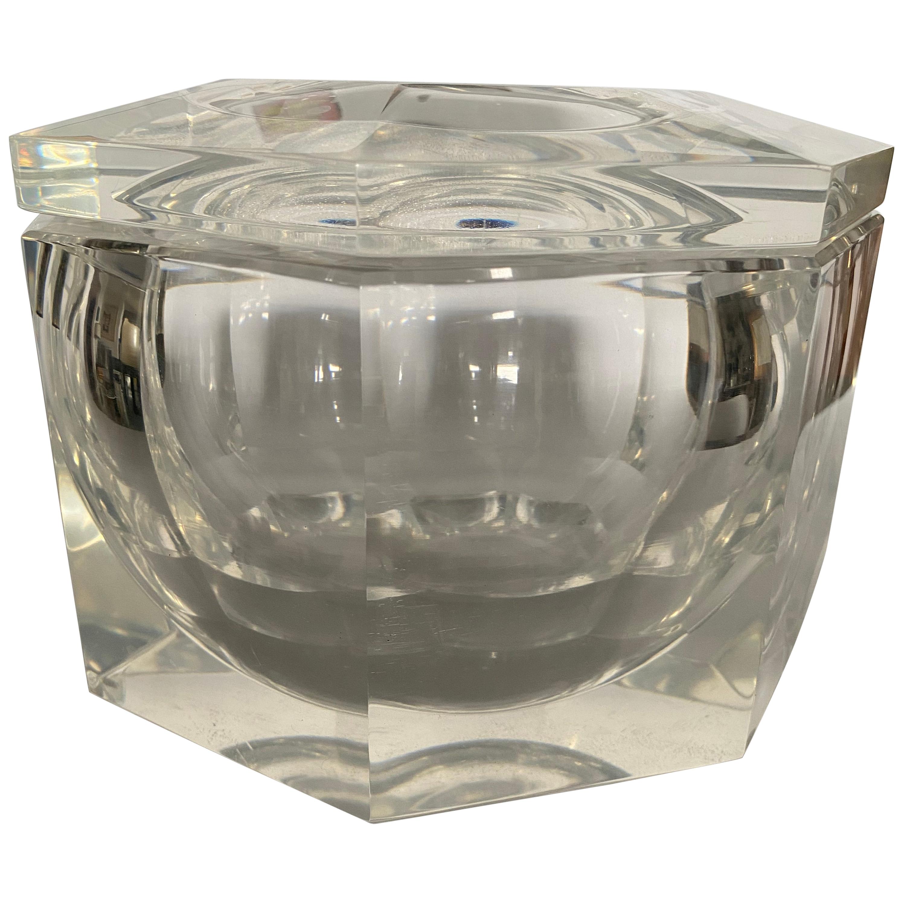 Octagonal Lucite Ice Bucket, a Carole Stupell Design, circa 1970 For Sale