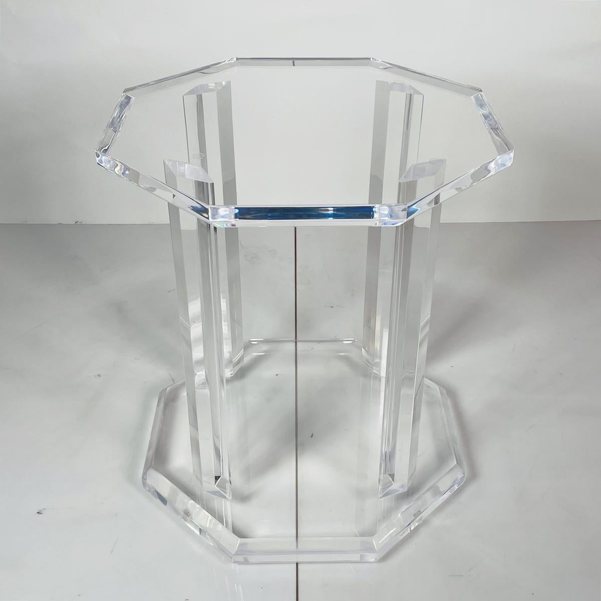 Octagonal Lucite Pedestal Table Base For Sale 5