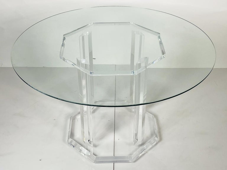 Octagonal Lucite Pedestal Table Base For Sale at 1stDibs