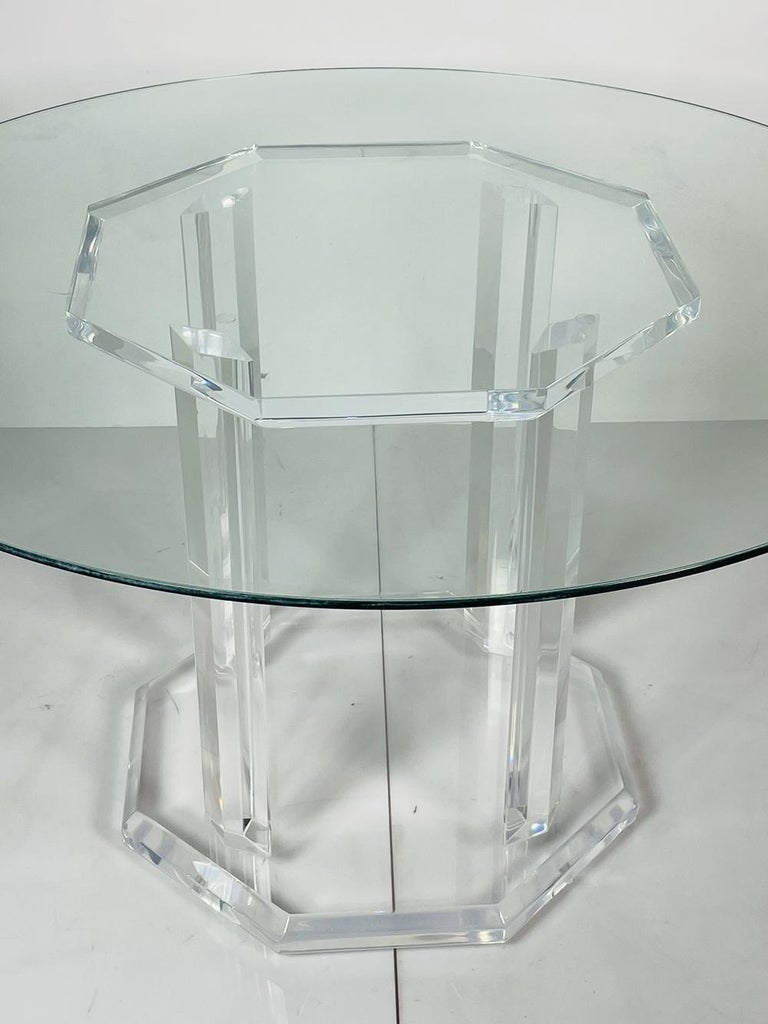 Octagonal Lucite Pedestal Table Base For Sale at 1stDibs