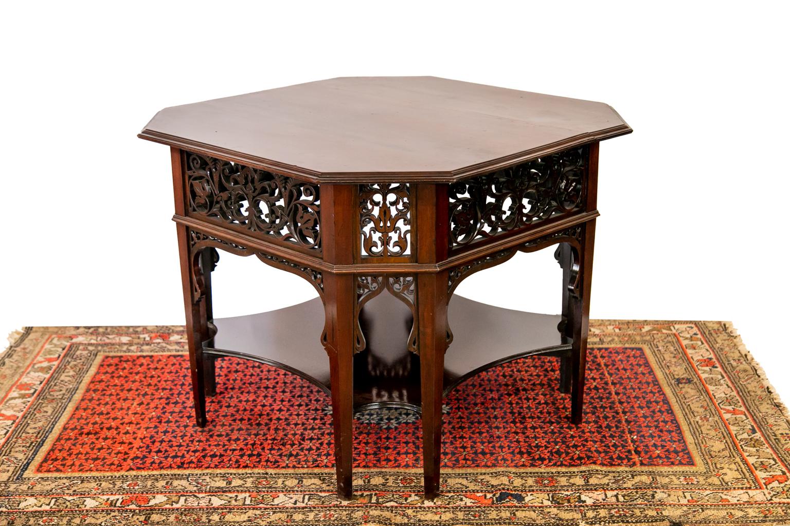 Early 20th Century Octagonal Mahogany Center Table For Sale