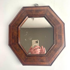 Octagonal Mahogany Mirror with Mercury Glass, 18th–19th Century
