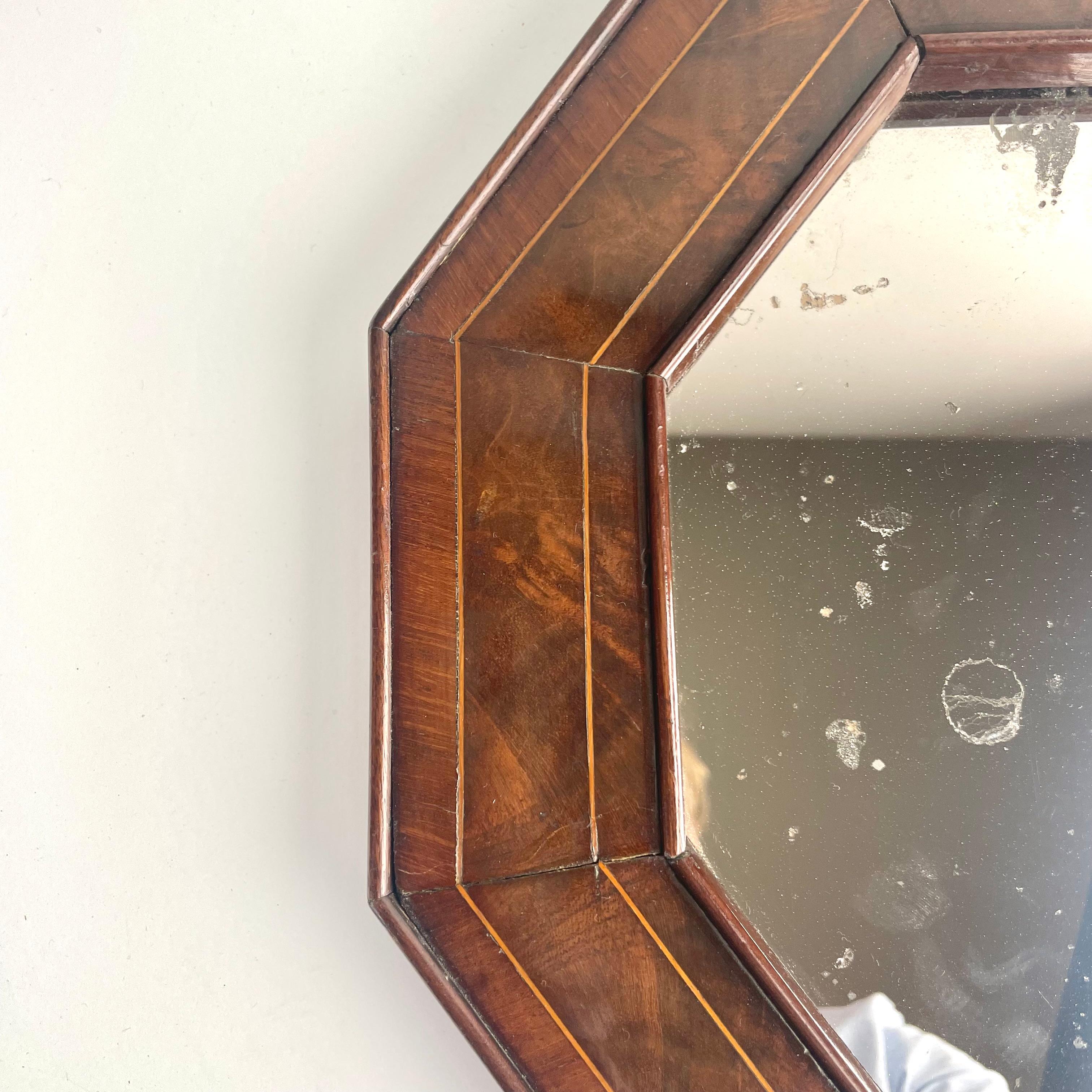 Fine XVIII secolo Specchio ottagonale in mogano con vetro al mercurio, XVIII-XIX secolo in vendita