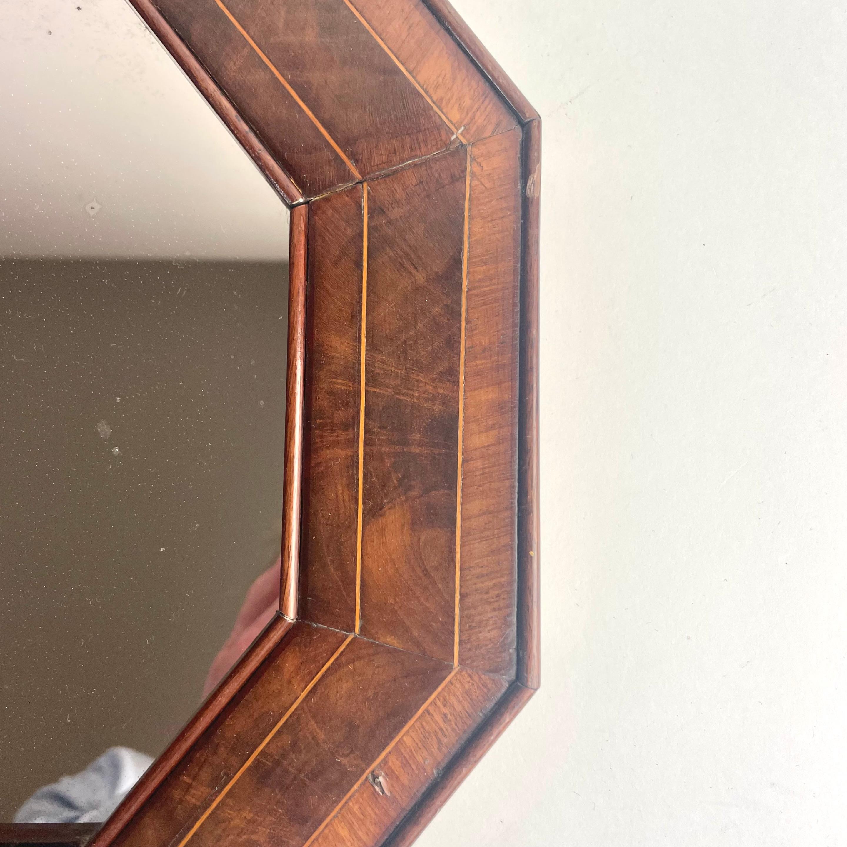 Specchio ottagonale in mogano con vetro al mercurio, XVIII-XIX secolo in vendita 2