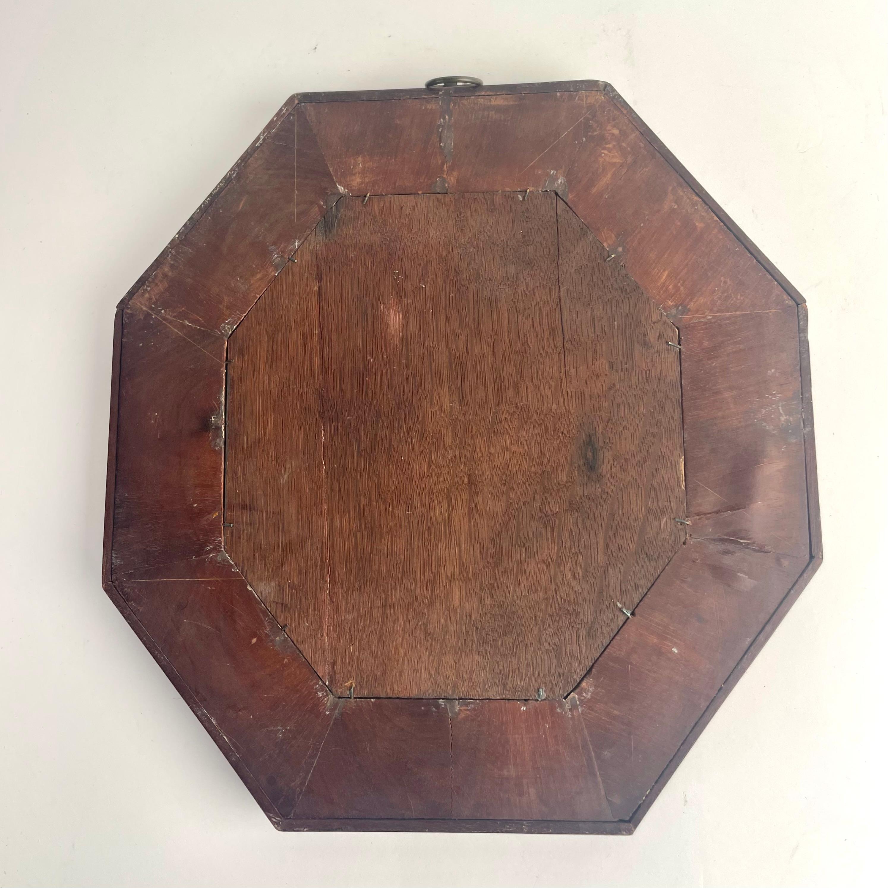 Specchio ottagonale in mogano con vetro al mercurio, XVIII-XIX secolo in vendita 3