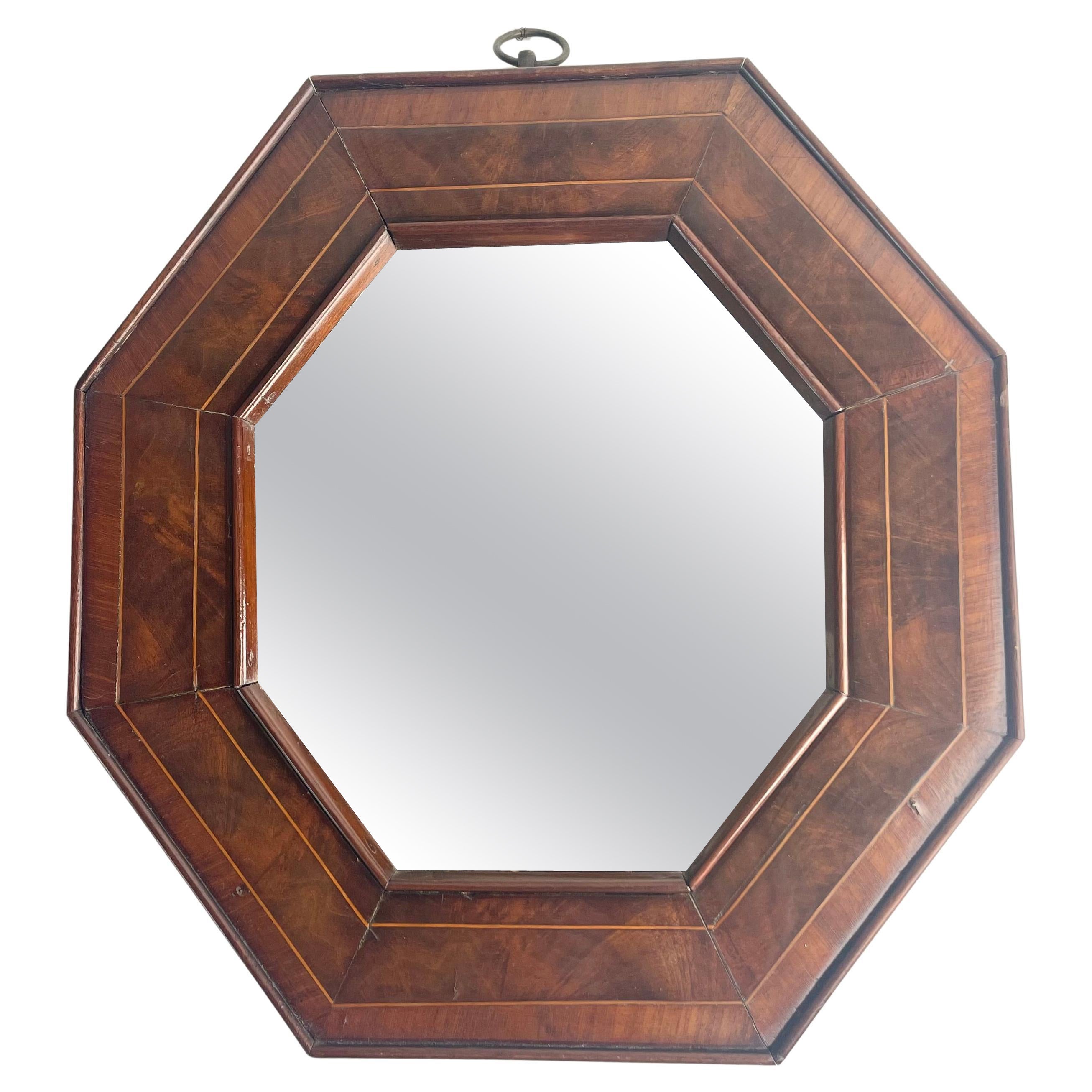 Specchio ottagonale in mogano con vetro al mercurio, XVIII-XIX secolo in vendita