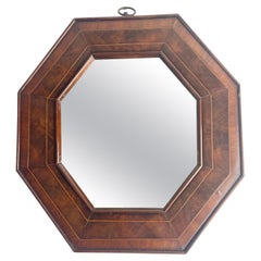 Specchio ottagonale in mogano con vetro al mercurio, XVIII-XIX secolo