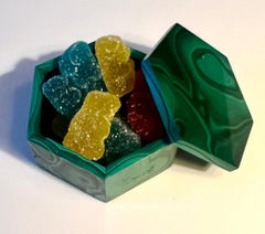 Octagonal Malachite Box with Removable Lid Storage 420