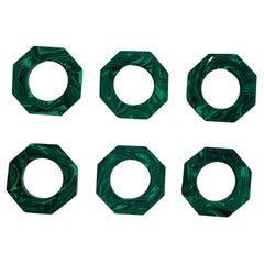 Octagonal Malachite Napkin Ring Set