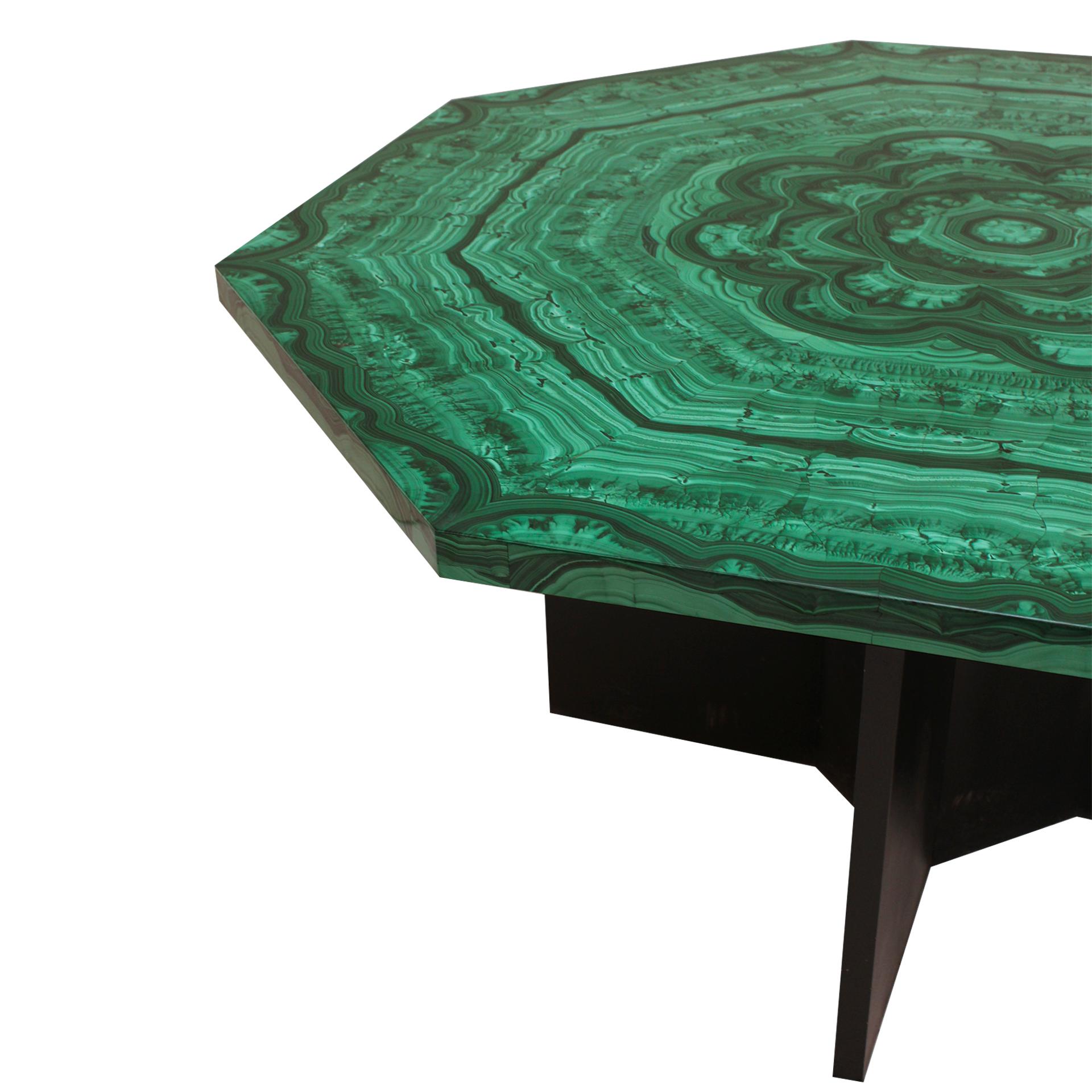 Italiano Tavolo ottagonale ottagonale di malachite del Mid Century Modern, Italia, anni '70
