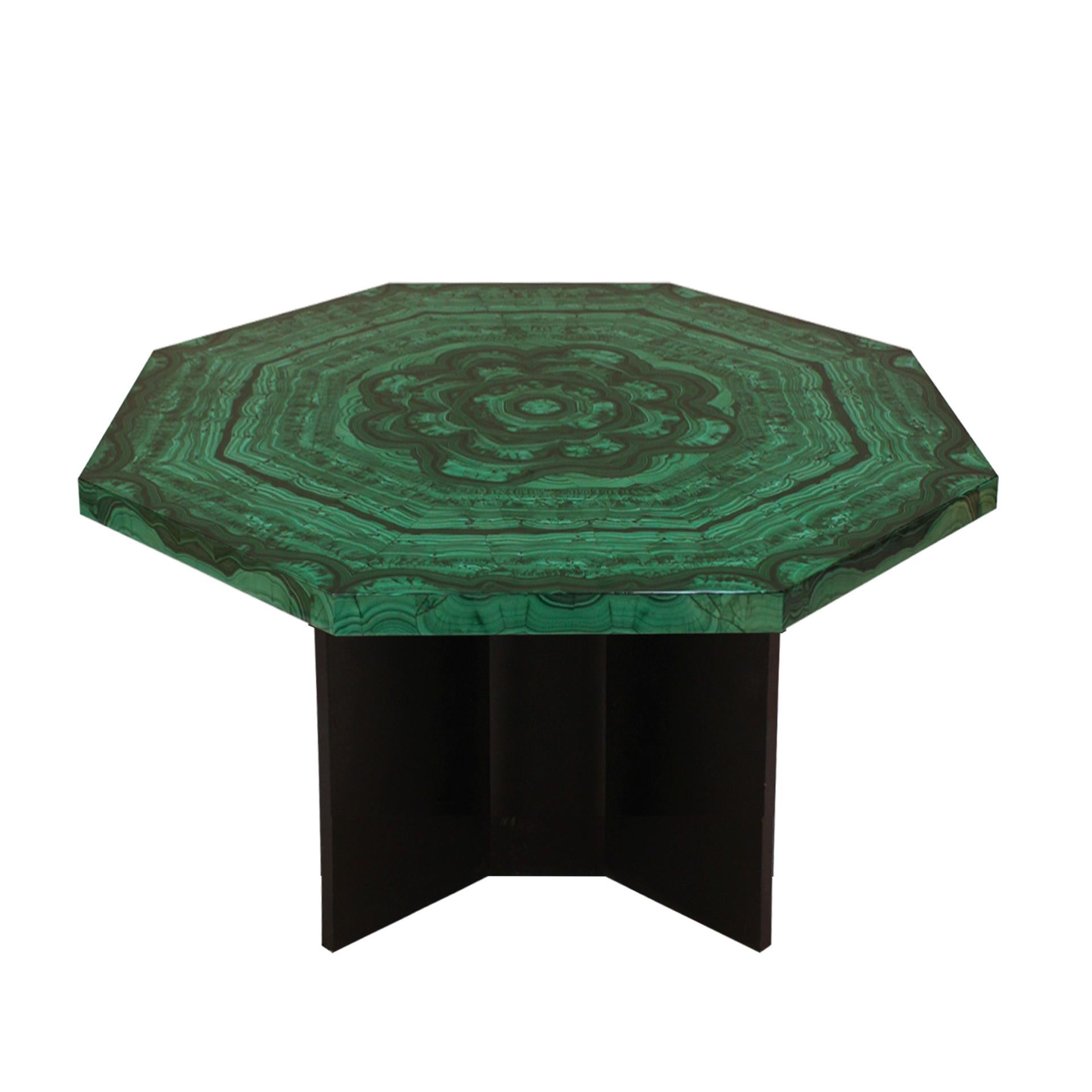 Tavolo ottagonale ottagonale di malachite del Mid Century Modern, Italia, anni '70 In condizioni buone a Madrid, ES
