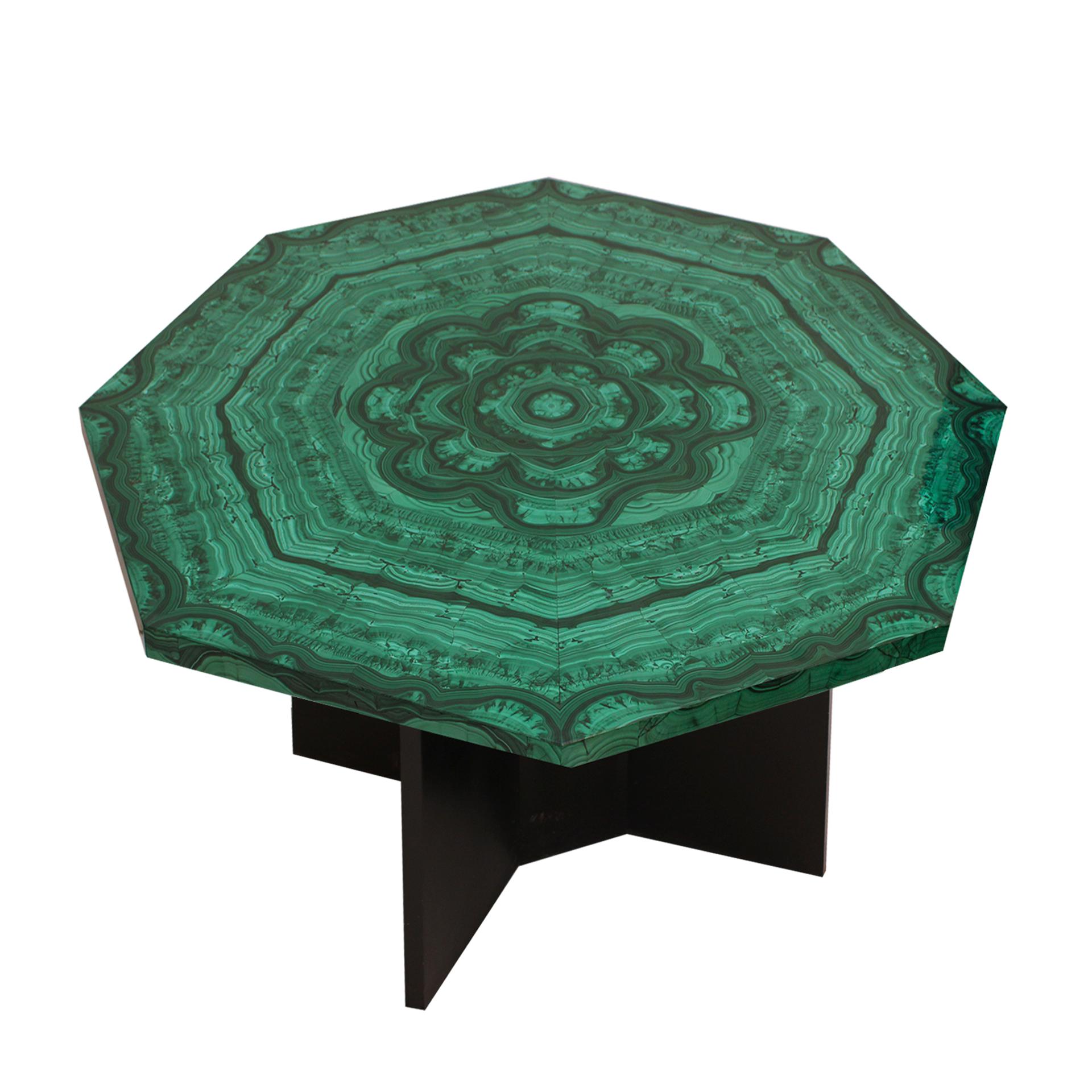 Metà XX secolo Tavolo ottagonale ottagonale di malachite del Mid Century Modern, Italia, anni '70