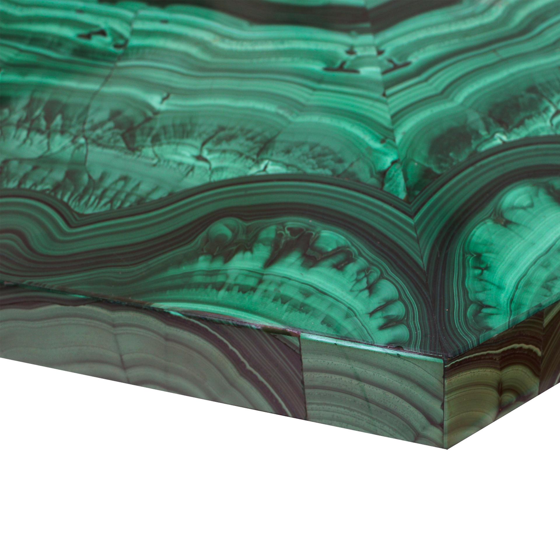 Malachite Tavolo ottagonale ottagonale di malachite del Mid Century Modern, Italia, anni '70
