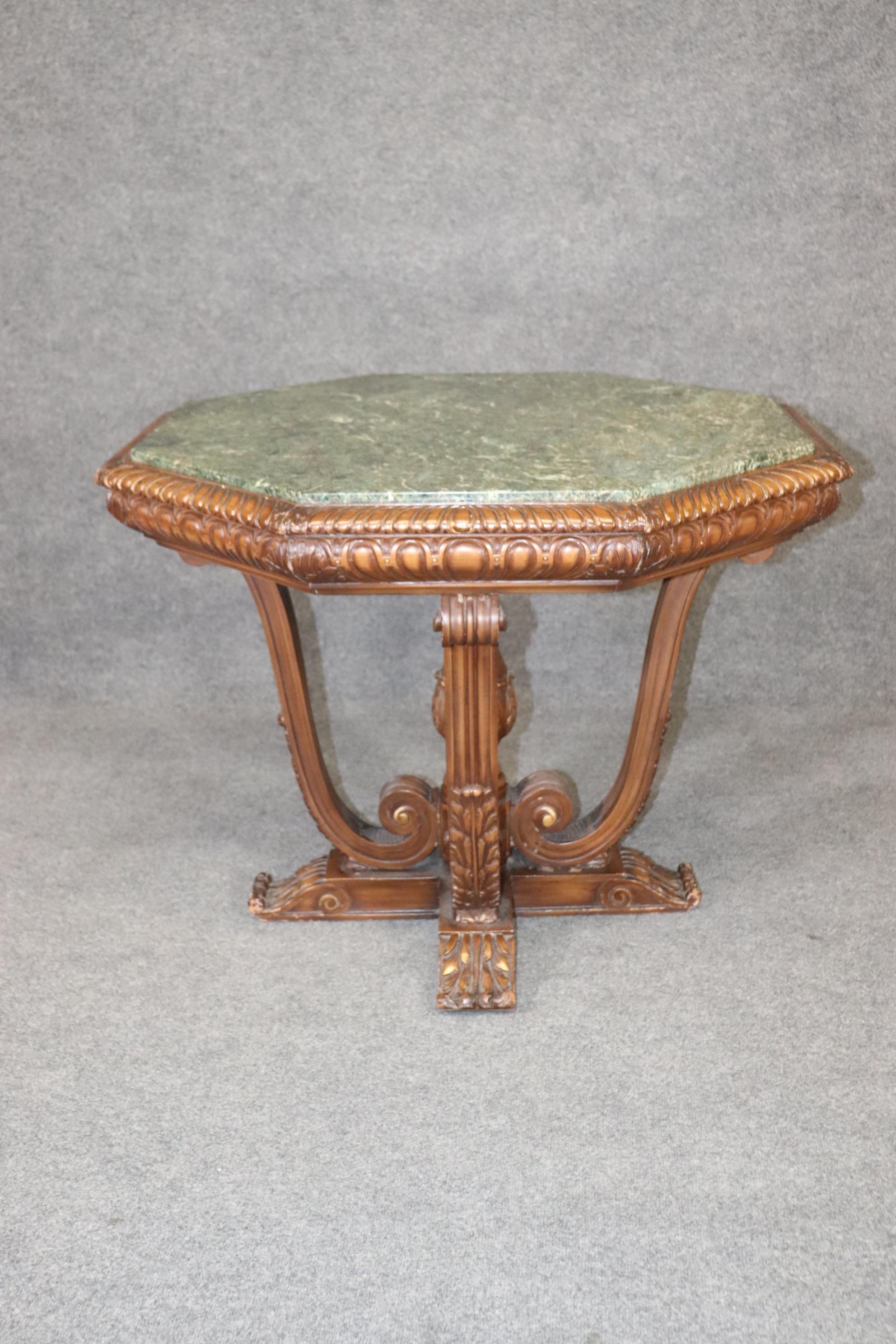 Mid-20th Century  Octagonal Marble Top Carved Georgian Style Center Table For Sale